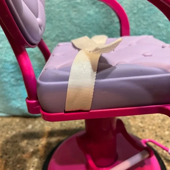 American Girl Doll Beauty Salon Chair Pink Purple Swivel Truly Me Suction Base - Picture 8 of 9